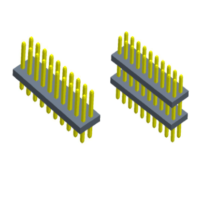 1.27mmPin Header Dual Row 180°Mono plastic；poly plastic